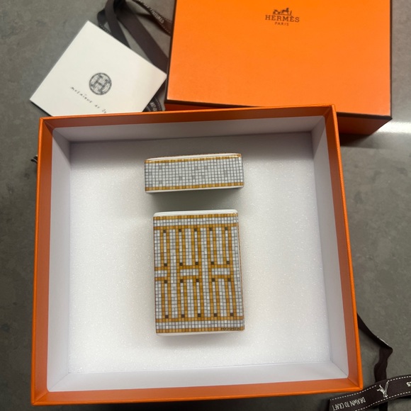 Hermes Other - Hermes Gold and White Decorative Box Mosaique au 24 gold box, small